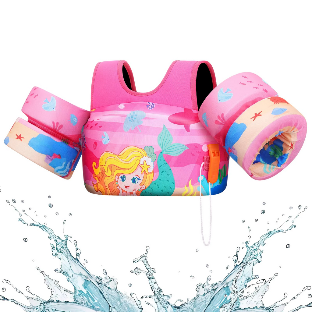 Kalsten | Chaleco de Flotación de Espuma para Niños con Manguitos y Silbato de Seguridad para Nadar y Hacer Kayak