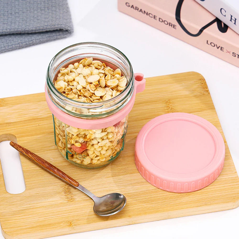 Lisslune | Taza de Desayuno Portátil Multifuncional con Tapa y Cuchara - ¡Perfecta para Avena, Cereal, Nueces, Yogur, Ensalada y Más! Vaso Resistente al Calor para Jugo y Leche en Movimiento