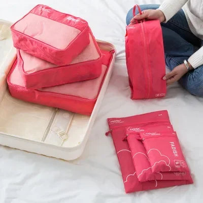 Packavio Set de Organizadores de Viaje 7 piezas | Bolsas para Ropa y Zapatos | Ahorra Espacio & Resistente al Agua
