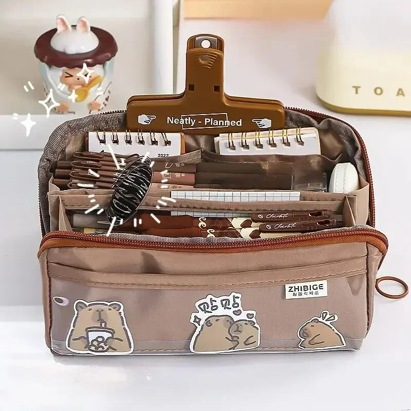 Estuche de lápices KIDZORA CrystalBag | Transparente y versátil | Diseño de 10 compartimentos | Gran capacidad para la escuela y el ocio