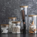 Conjunto de Tarros de Vidrio PureVorrat – Envases con Tapa de Madera | Hermético y Elegante | Almacenamiento Moderno de Cocina