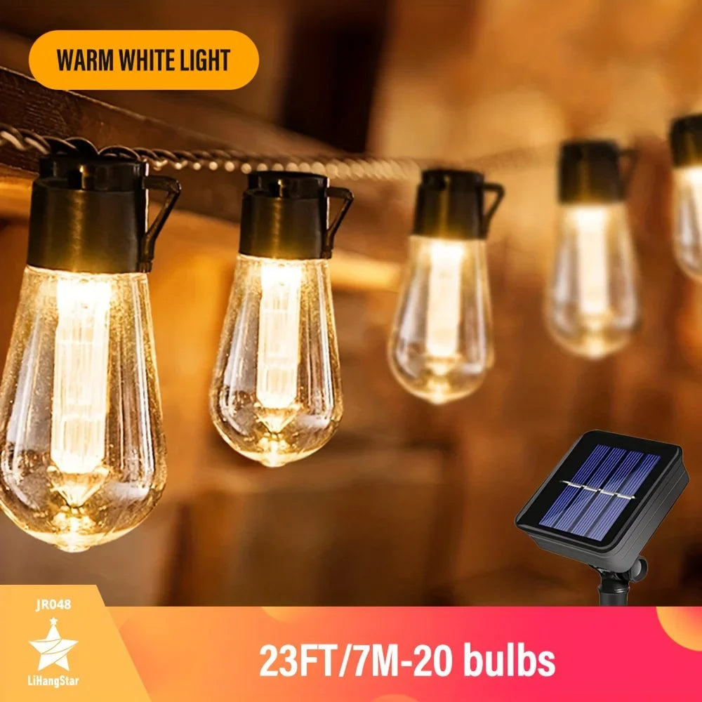 Cadena de luces LED Solar SolaLuma | Impermeable IP44 | Para jardín, terraza y camping | Iluminación automática