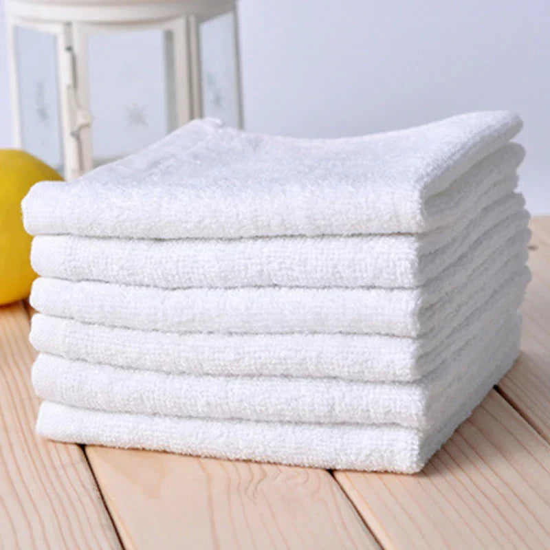 10 Piezas Toalla de Mano de Algodón Suave Blanca Hotel