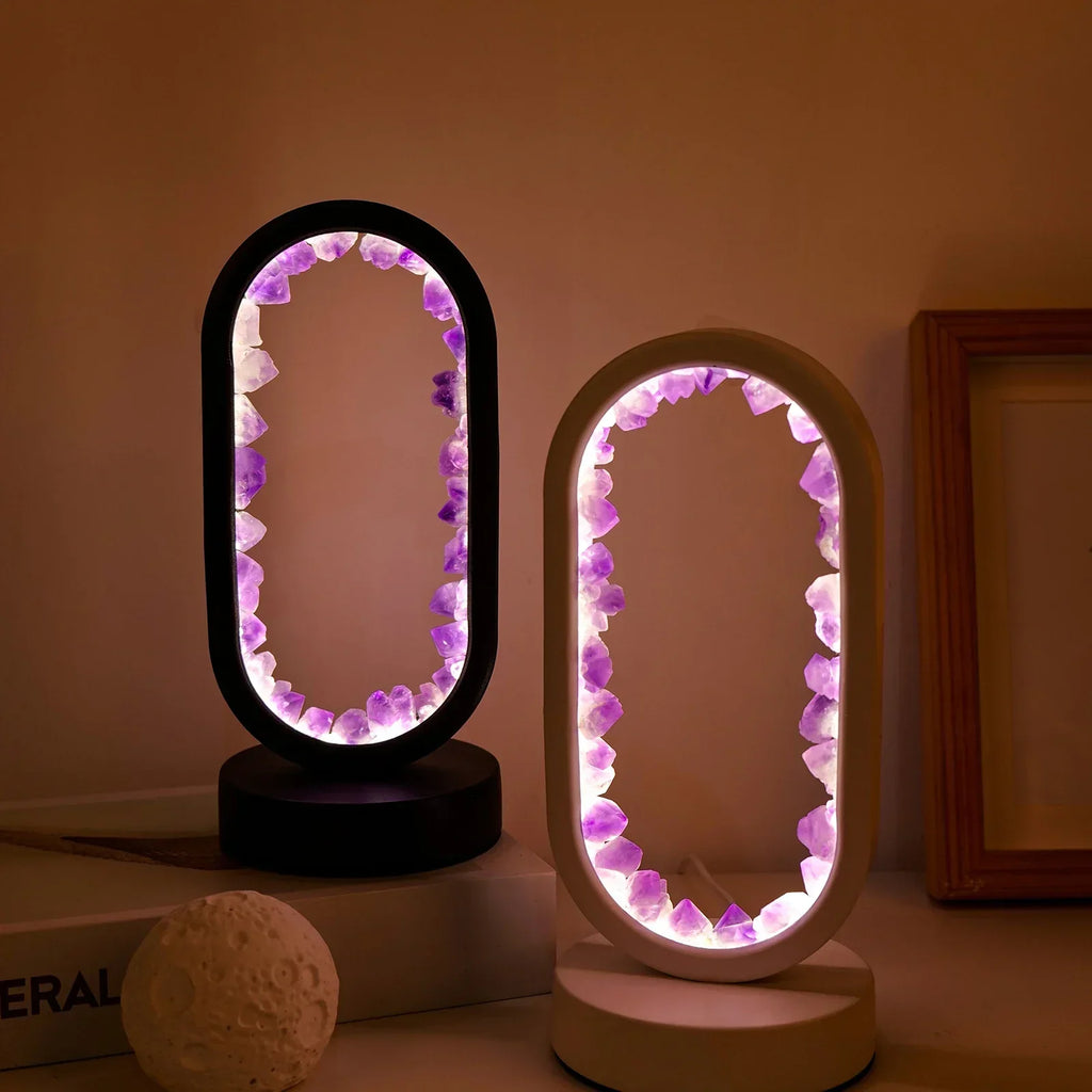 AuraStone | Lámpara de calma de amatista natural