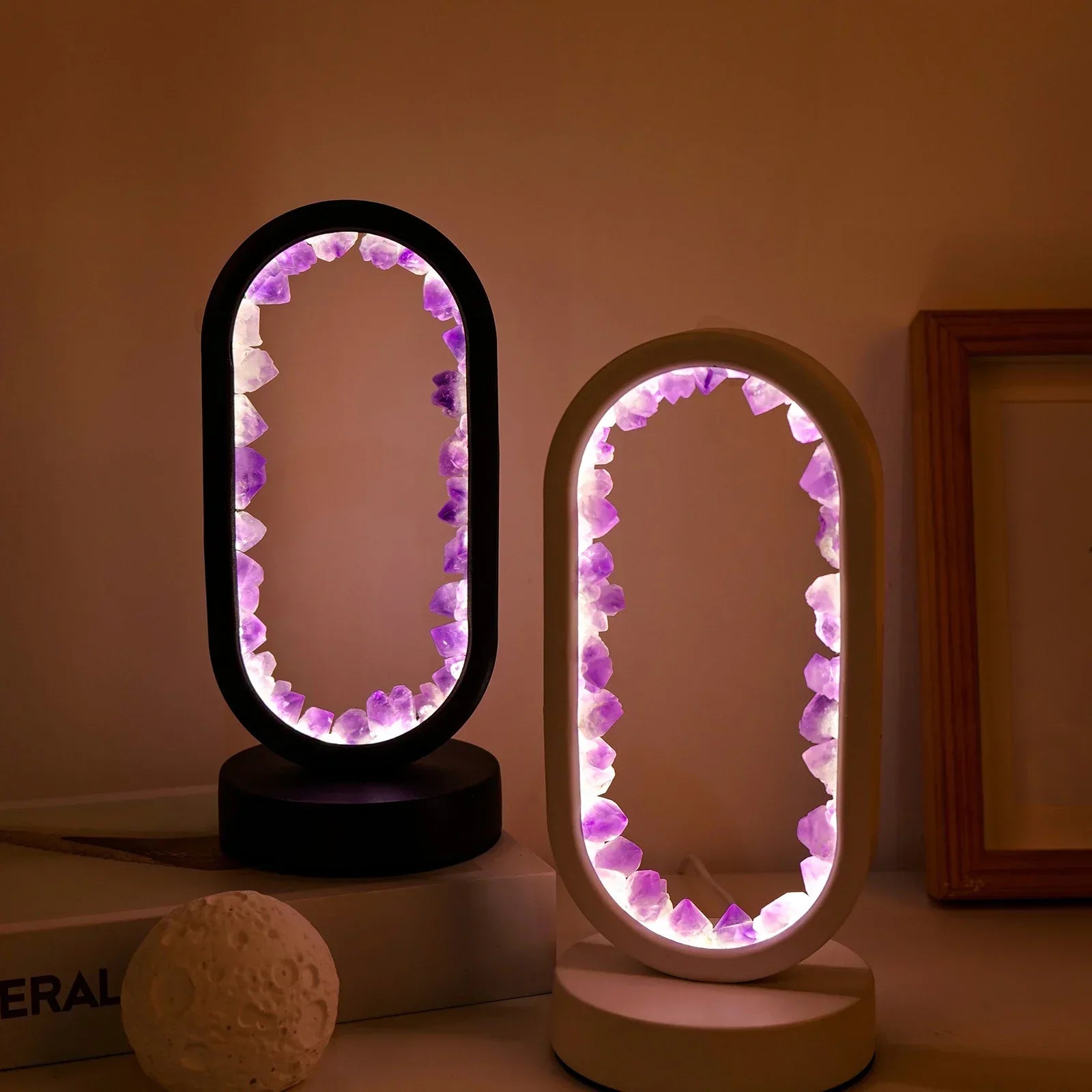 AuraStone | Lámpara de calma de amatista natural