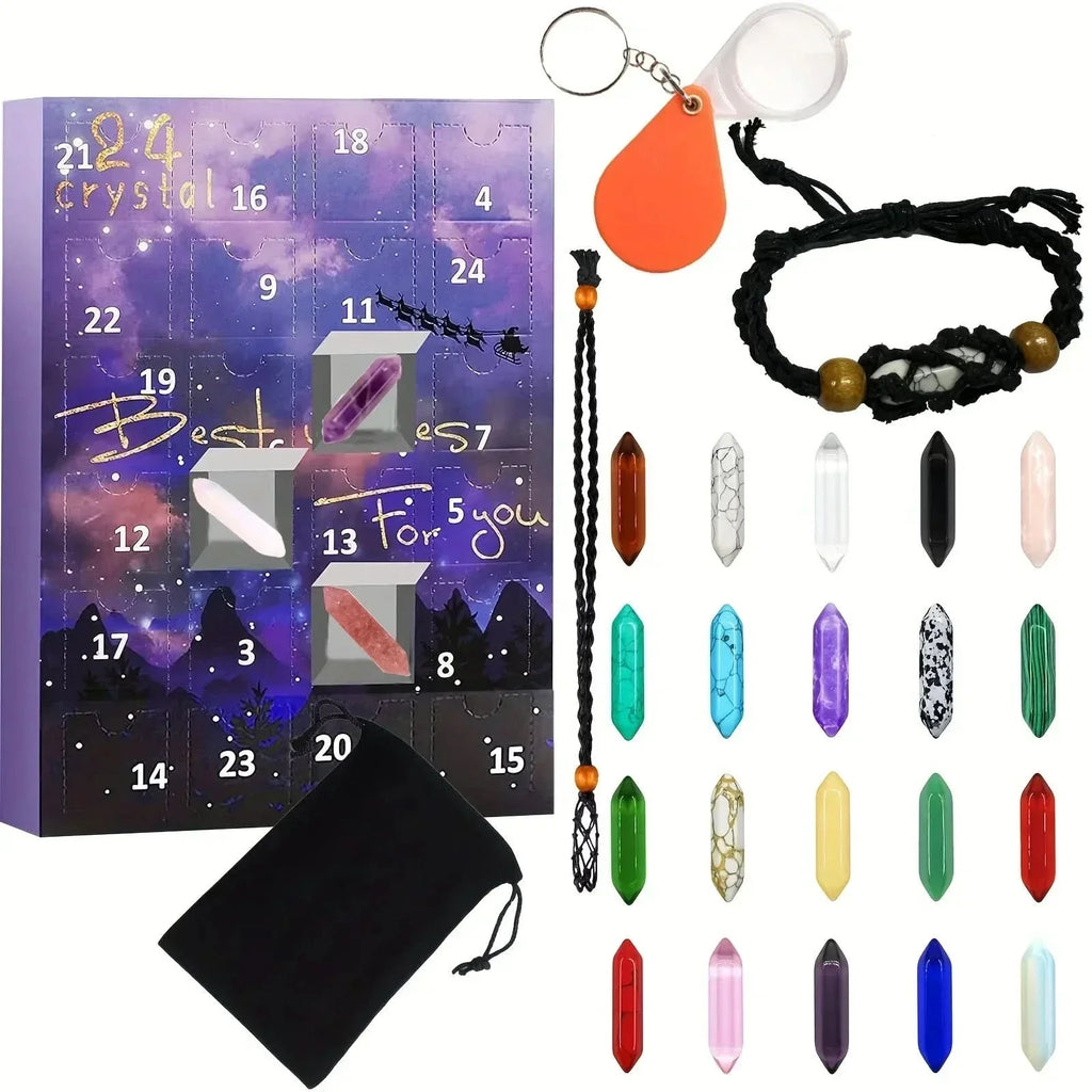 CRYSTALGEMS – Calendario de Adviento de Piedras Preciosas Mágicas con 24 Cristales Naturales