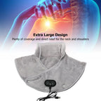 Masajeador de cuello y hombros térmico ThermoLiva | Almohadilla térmica USB con vibración | 3 niveles de temperatura y temporizador | Suave felpa
