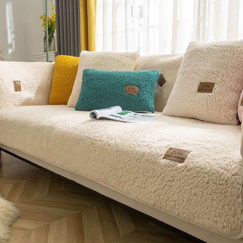 Funda de Sofá de Cachemira de Cordero Ultra Suave – Efecto Peluche y Antideslizante