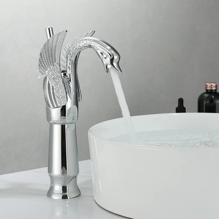 BowLift | Grifo de Lavabo de Mango Único Dorado Swan