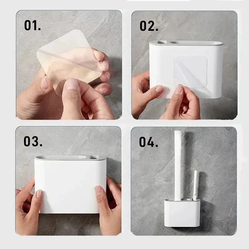 Cepillo de inodoro HygieBrush DuoClean | Set de cepillo de inodoro 2 en 1 de silicona con soporte de pared | Antibacteriano y ahorra espacio
