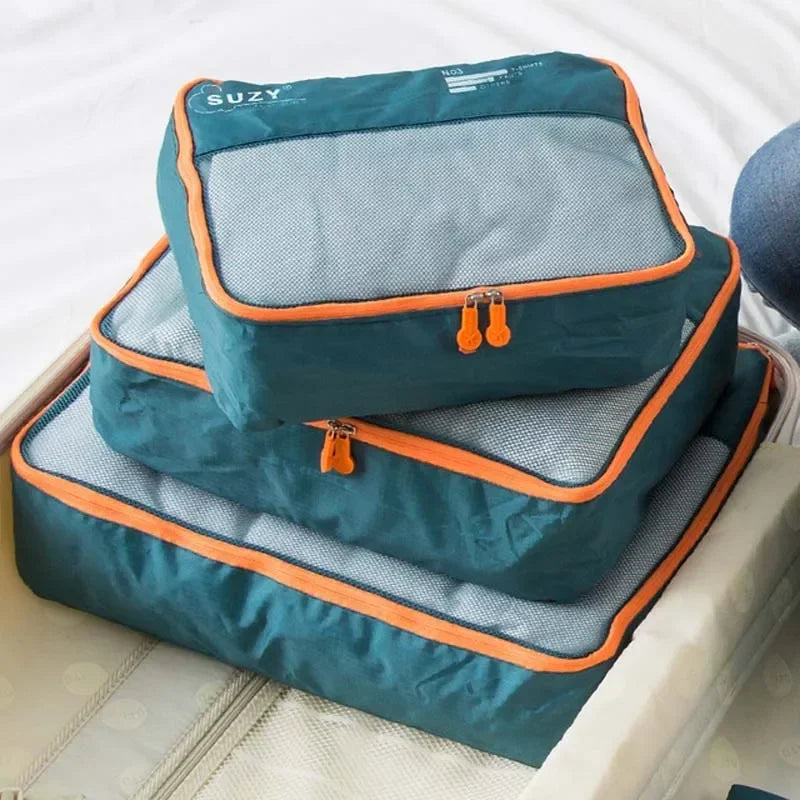Packavio Set de Organizadores de Viaje 7 piezas | Bolsas para Ropa y Zapatos | Ahorra Espacio & Resistente al Agua