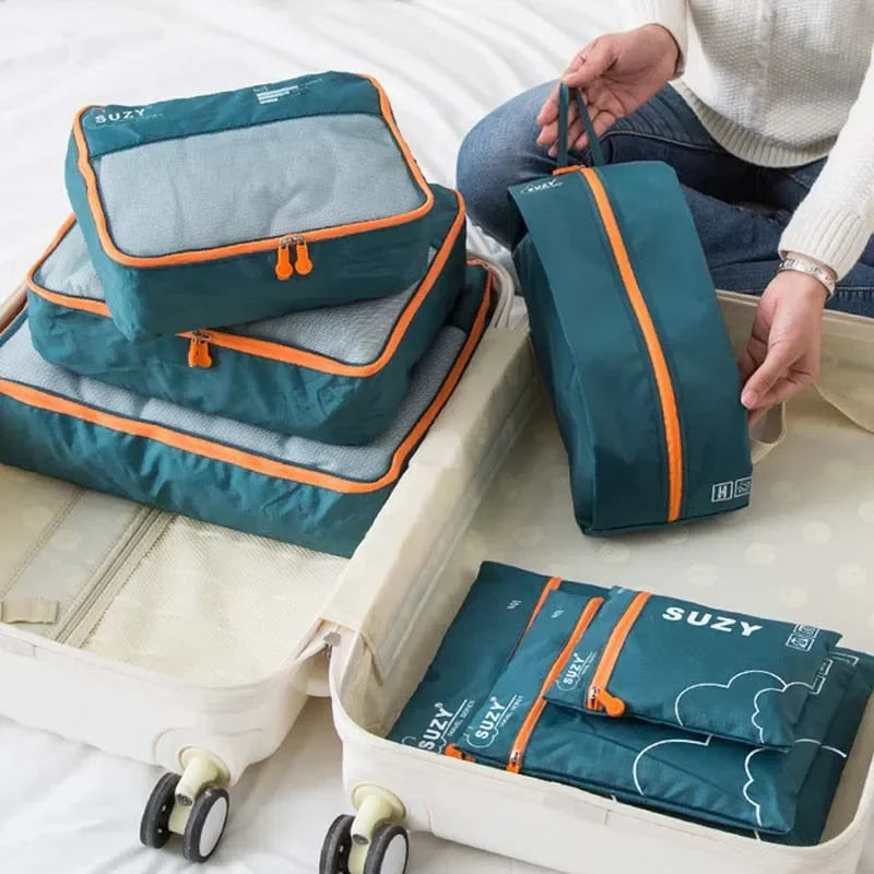 Packavio Set de Organizadores de Viaje 7 piezas | Bolsas para Ropa y Zapatos | Ahorra Espacio & Resistente al Agua