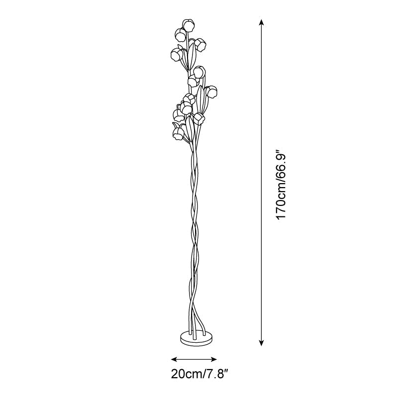 Sara Orchid - Lámpara de Pie Elegante con Sombrillas de Flores Blancas para Sala de Estar o Dormitorio