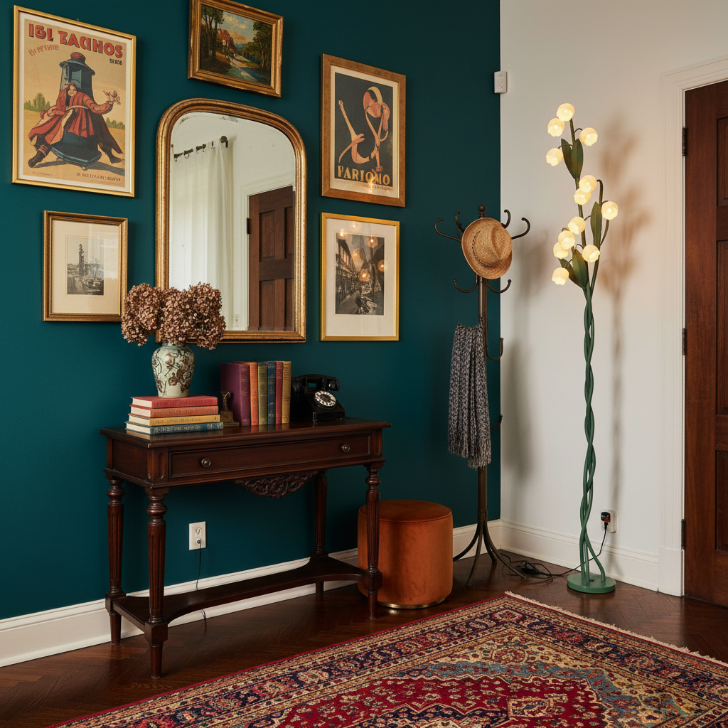 Sara Orchid - Lámpara de Pie Elegante con Sombrillas de Flores Blancas para Sala de Estar o Dormitorio