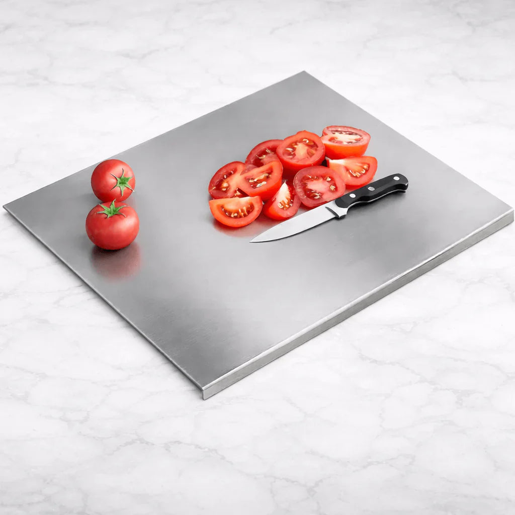 Tabla de cortar de acero inoxidable antideslizante para cocina y repostería