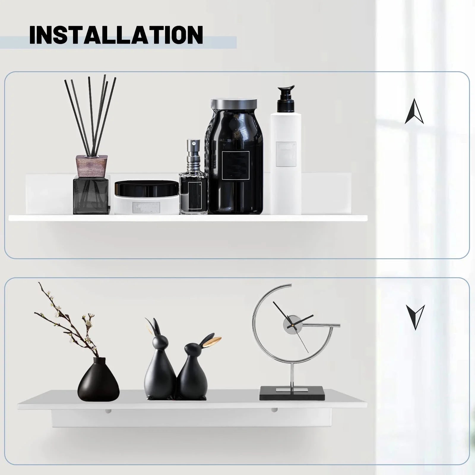 Metallura | Estante de pared de metal | Estante flotante 30/40/50 cm | Almacenamiento que ahorra espacio para baño, cocina y dormitorio