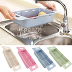 FlexDrain Escurridor de Cocina – Organizador de Fregadero Ajustable | Drenaje Automático & Deshidratador de Frutas y Verduras | Accesorios de Cocina Ahorra Espacio