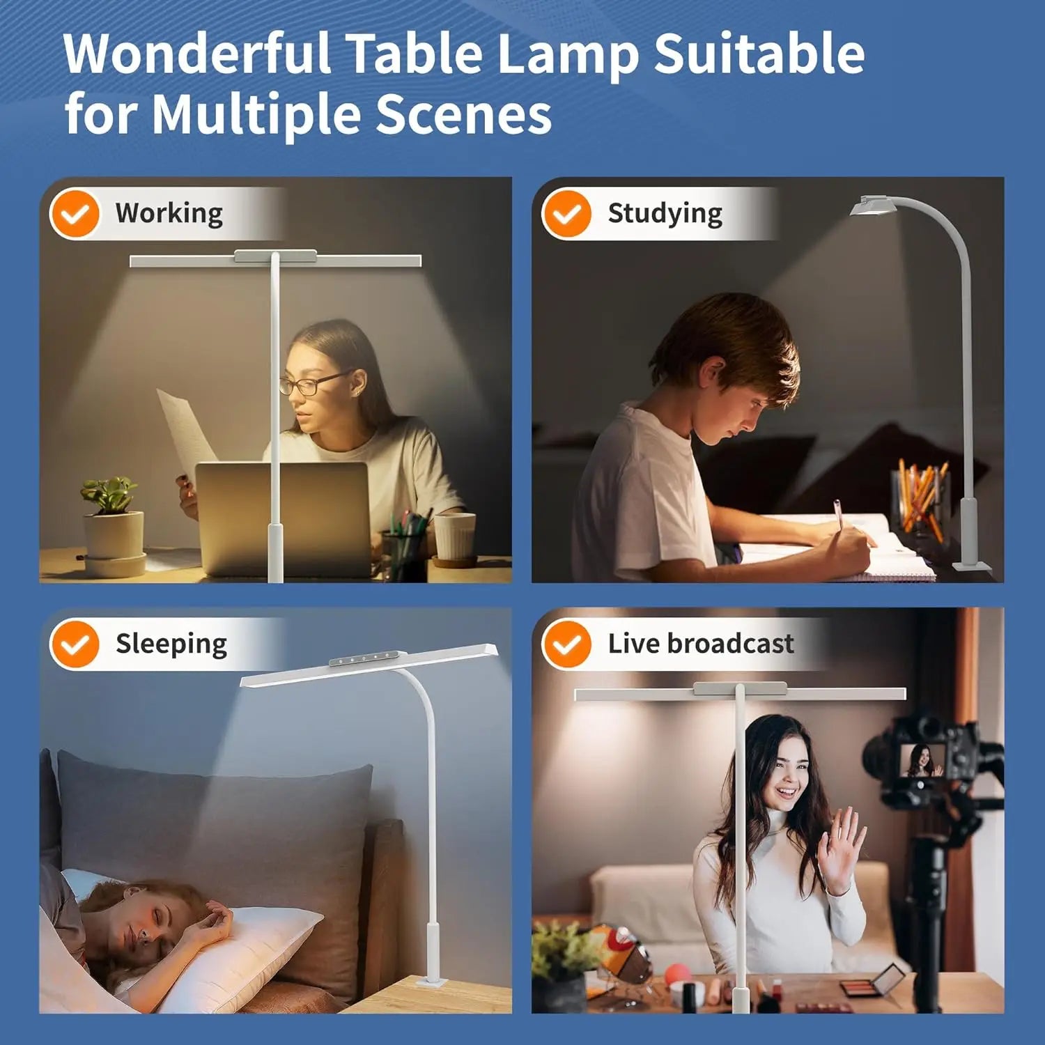 Lámpara de escritorio LED Lumavue con pinza | Iluminación de ancho extra | Regulable sin escalas y temperatura de color ajustable | Para oficina en casa y puesto de trabajo con pantalla