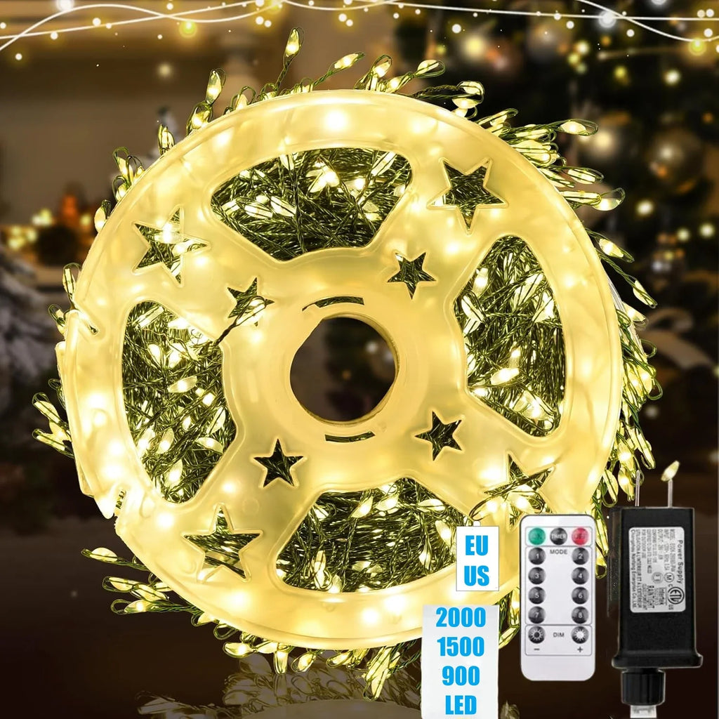 Cadena de luces LED de fuegos artificiales Ignisia | Con control remoto | 30–75 m | 900–2000 LEDs | IP65 a prueba de agua | Para Navidad, Halloween y fiestas