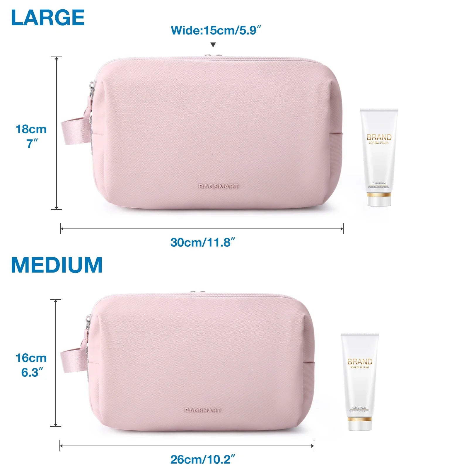 Kosmetixo Neceser Impermeable para Damas y Caballeros | Neceser Ligero en S/M/L | Accesorios de Viaje para Productos de Cuidado y Maquillaje | Organizador de Viaje Unisex