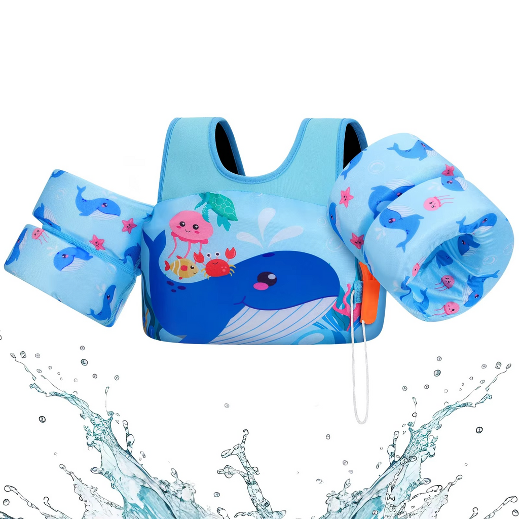 Kalsten | Chaleco de Flotación de Espuma para Niños con Manguitos y Silbato de Seguridad para Nadar y Hacer Kayak