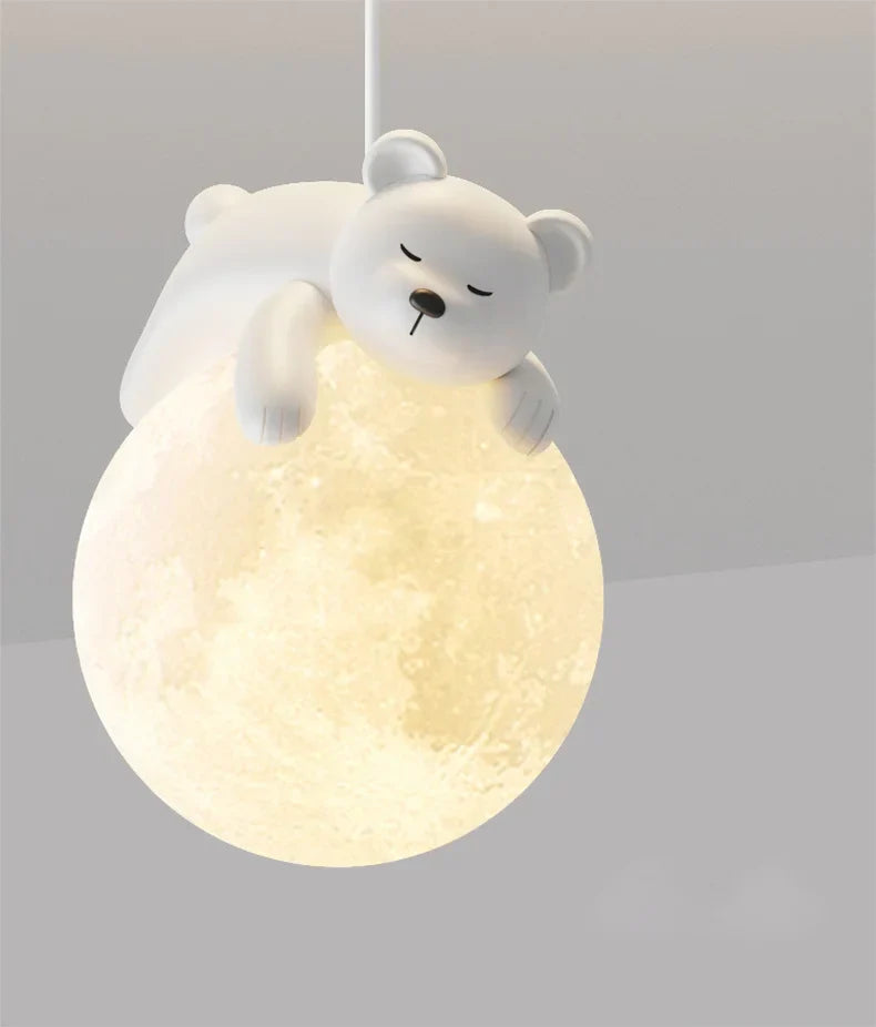 Lámpara Colgante para Niños con Diseño de Oso o Conejo para Iluminación Cálida y Reconfortante
