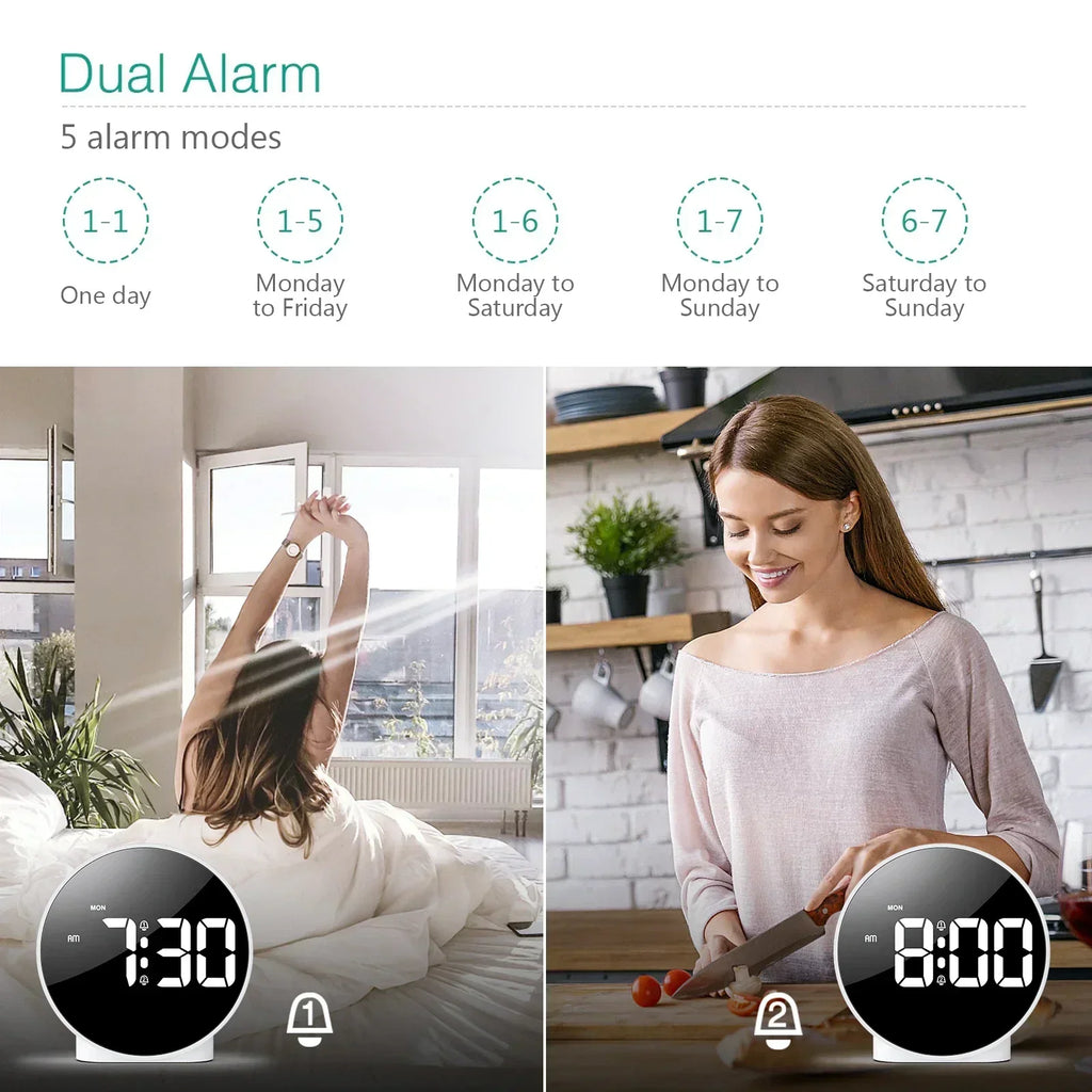 Reloj Digital de Mesa con Fuente de Luz