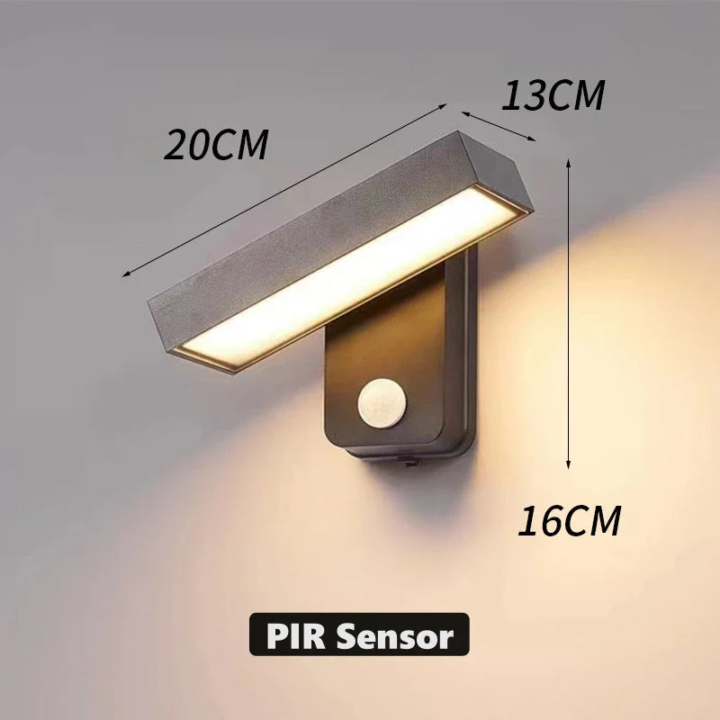 Luz de pared exterior LED VarioLux | Sensor de movimiento & IP65 | Giratoria | 30–50 cm