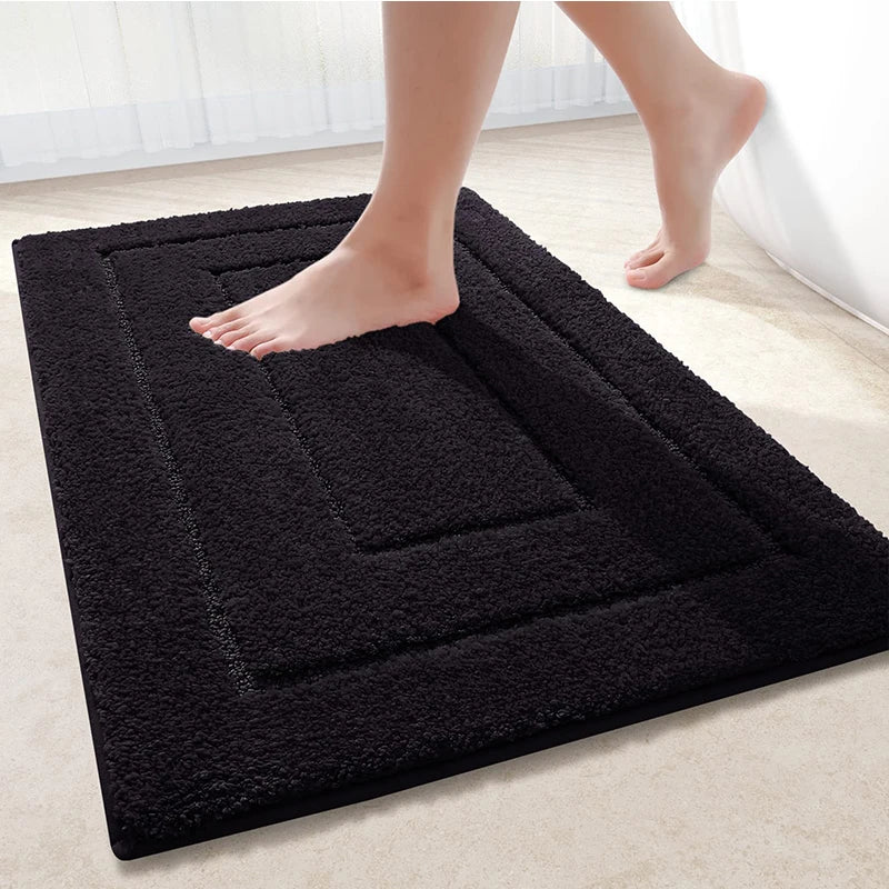 Alfombra de baño de microfibra antideslizante – Alfombra de baño de doble capa | Absorbente y suave | Alfombra de confort | Brehn