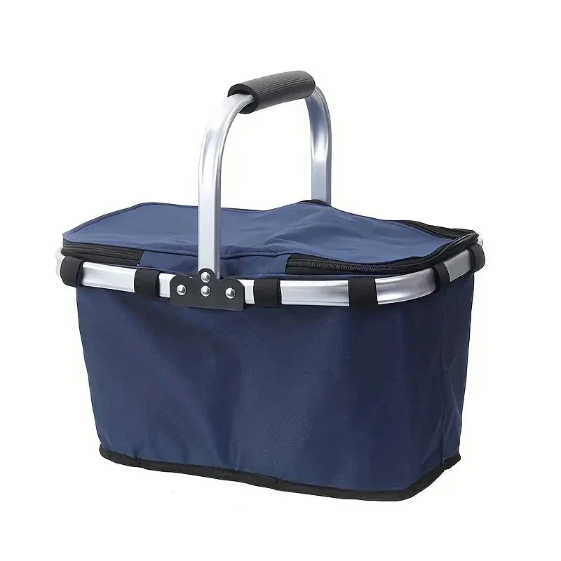 ThermaTrip Faltkorb | Cesta de picnic aislada con papel de aluminio y asa de transporte | Plegable en 3 partes | Para excursiones, parques, compras y viajes