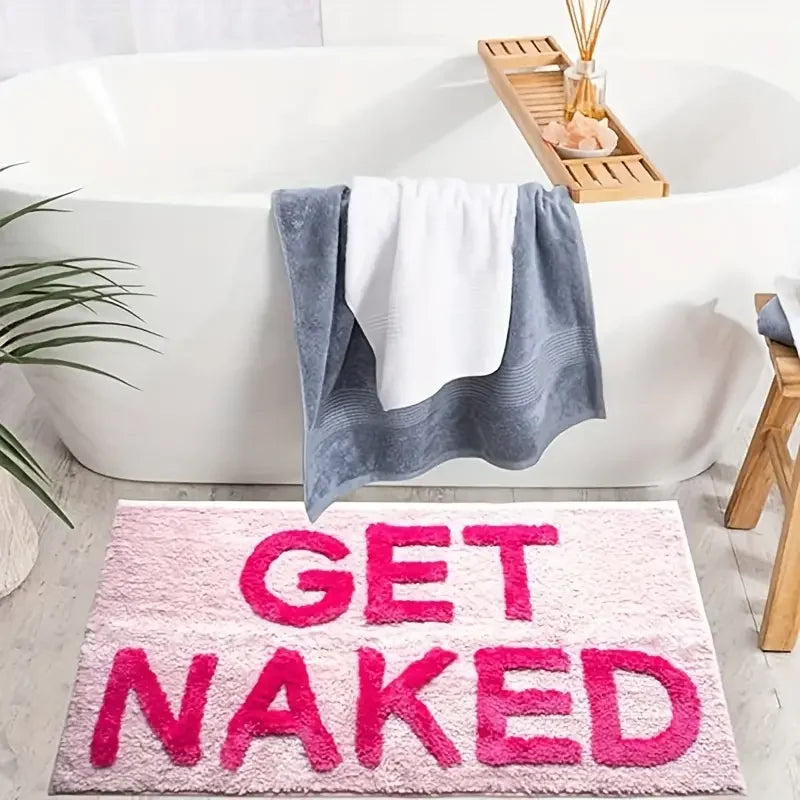 BlushNaked Alfombra de Diseño Acolchada – Rosa "Get Naked" Alfombra para Baño y Sala | Brehn