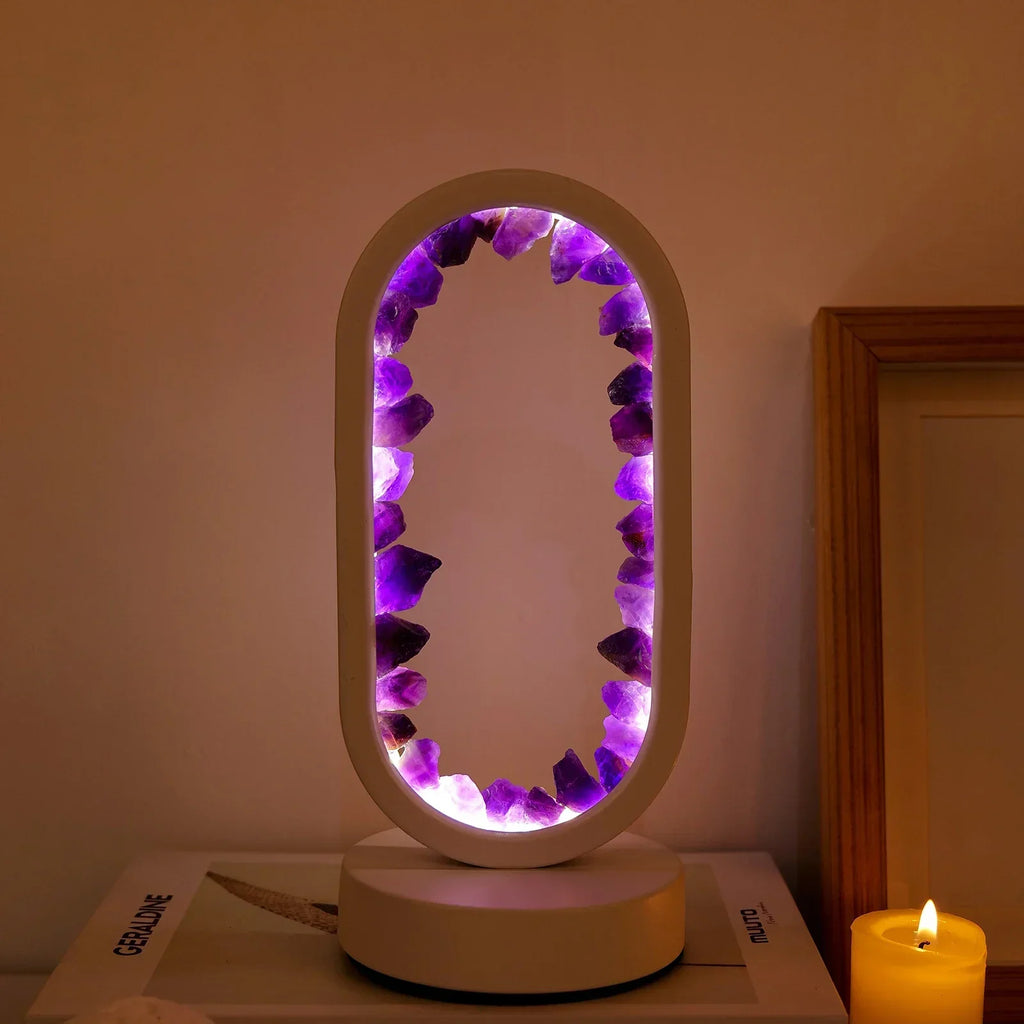 AuraStone | Lámpara de calma de amatista natural