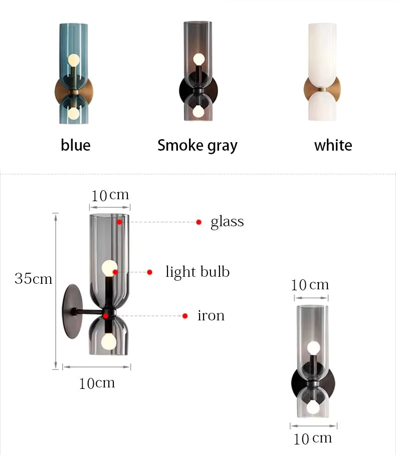 Lámpara de Pared de Doble Cabeza de Vidrio Elegante | Iluminación de Aplique Minimalista Moderna para Sala de Estar o Dormitorio