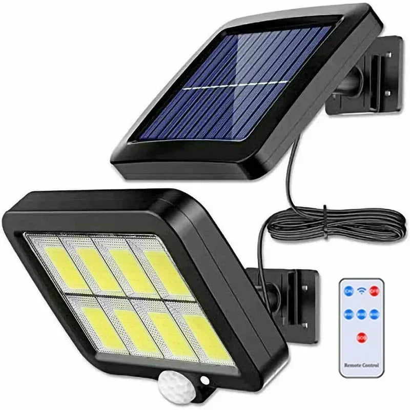 LuminaX Solar | 100 COB LED Lámpara Solar | IP65 | Sensor de Movimiento y 3 Modos | Iluminación Exterior Inalámbrica