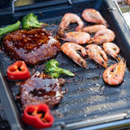 Feurossa Plancha de Asar Invertible | Para Parrilla de Gas y Cocina | 25 × 30 cm | Para Pizza, Carne, Verduras y Pescado