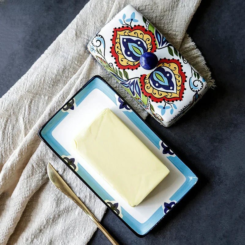 Lisslune | Plato de Mantequilla Pintado a Mano en Estilo Toscano