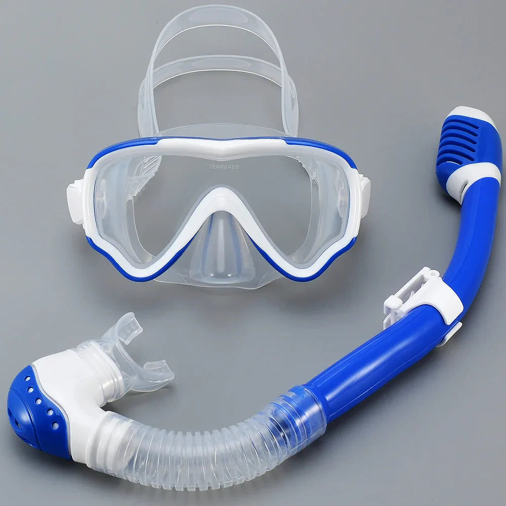 AquaJuni Máscara de Buceo para Niños con Snorkel | Antivaho & a Prueba de Fugas | Vidrio Templado & Silicona | Para Niños y Niñas de 7 a 15 Años