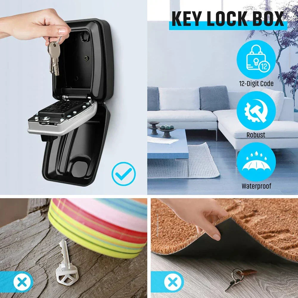 BowLift | Caja Fuerte para Llaves a Prueba de Agua Montada en la Pared – Almacenamiento de Llaves Bloqueable para Exteriores con Código de Combinación