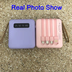 Mini-Powerbank con pantalla de espejo | 20.000 mAh | Función de carga rápida y cables integrados | Para iPhone, Samsung, Xiaomi y más