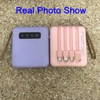 Mini-Powerbank con pantalla espejo | 20.000 mAh | Función de carga rápida y cables integrados | Para iPhone, Samsung, Xiaomi y más