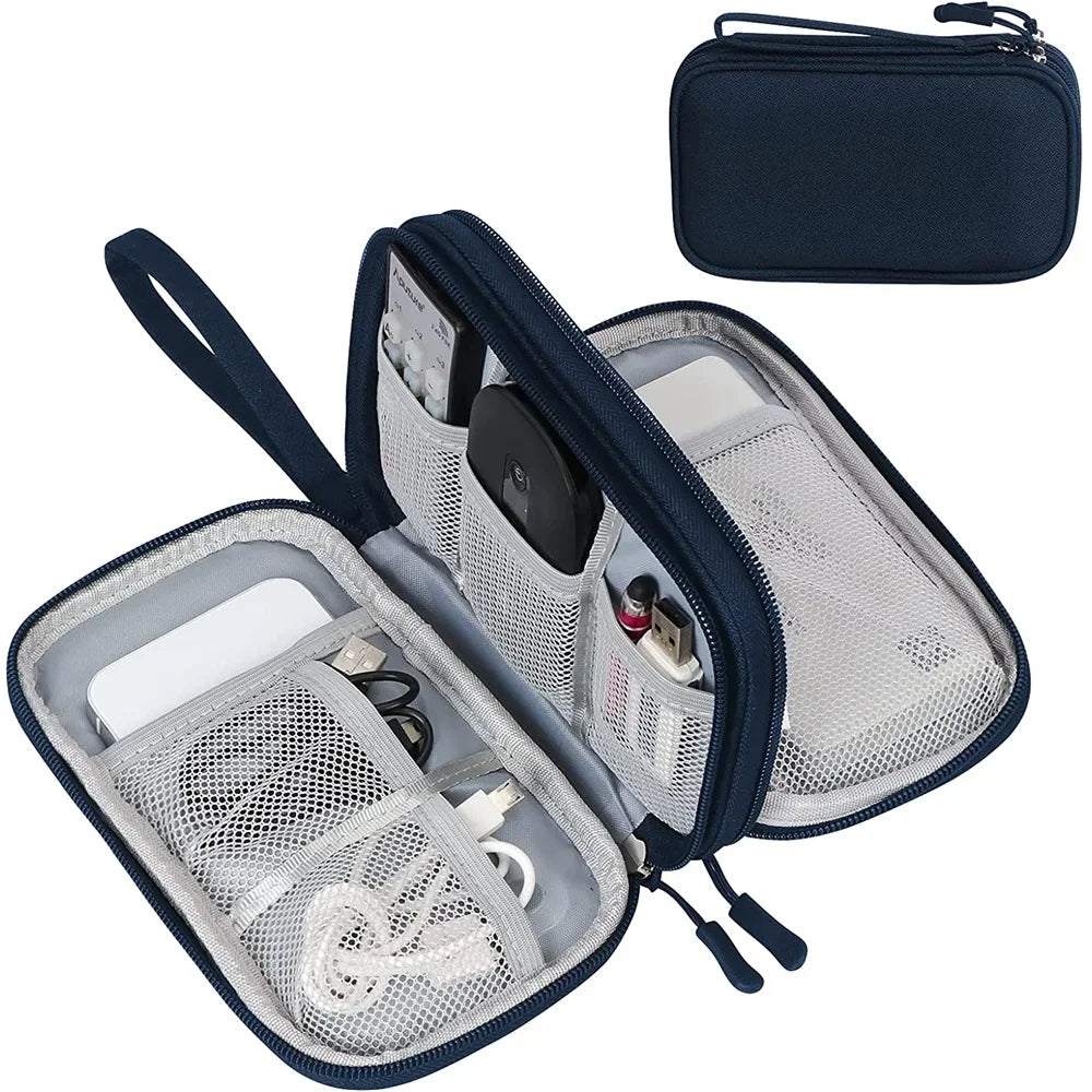 Techviva PackSafe Organizador Electrónico | 2 capas y resistente al agua | Para cables, cargadores, USB y accesorios | Compacto y portátil