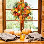Encanto Otoñal Corona de Puerta de Otoño | Calabaza y Ratan | 40 cm | Decoración Artesanal para Otoño y Acción de Gracias