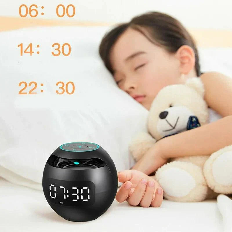 Reloj despertador con altavoz esférico | Bluetooth 5.0 | Luz nocturna LED | Batería de 2200 mAh