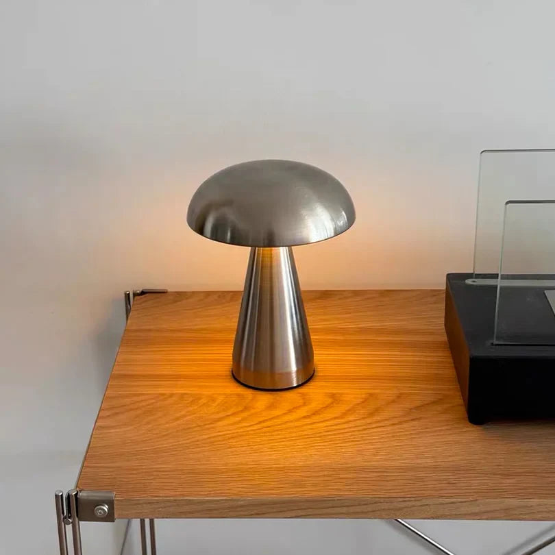 LumoShroom Lámpara de Mesa | Diseño Retro de Hongo | LED y Regulable | Recargable