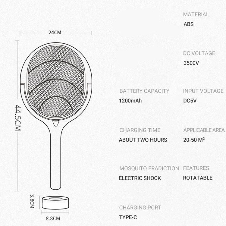ZapGuard – Raqueta eléctrica para mosquitos 5 en 1 con LED