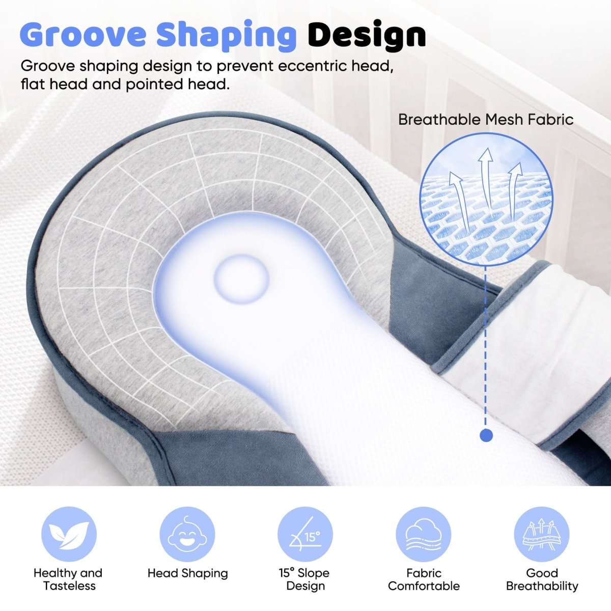 NESTLENAP Almohada para Bebés – Almohada Ergonómica para un Sueño Seguro de los Bebés