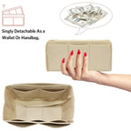 TaschenLuxe Organizer Inlay | Inserto de fieltro con cremallera | 15 compartimentos y cinta para llaves | Para bolsos y shoppers