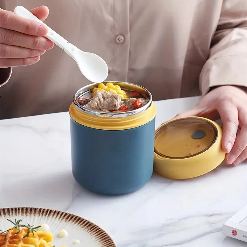ThermoMea Contenedor Térmico de Acero Inoxidable | 530 ml / 710 ml | Taza Aislante para Sopas y Almuerzos | A Prueba de Fugas y Duradera