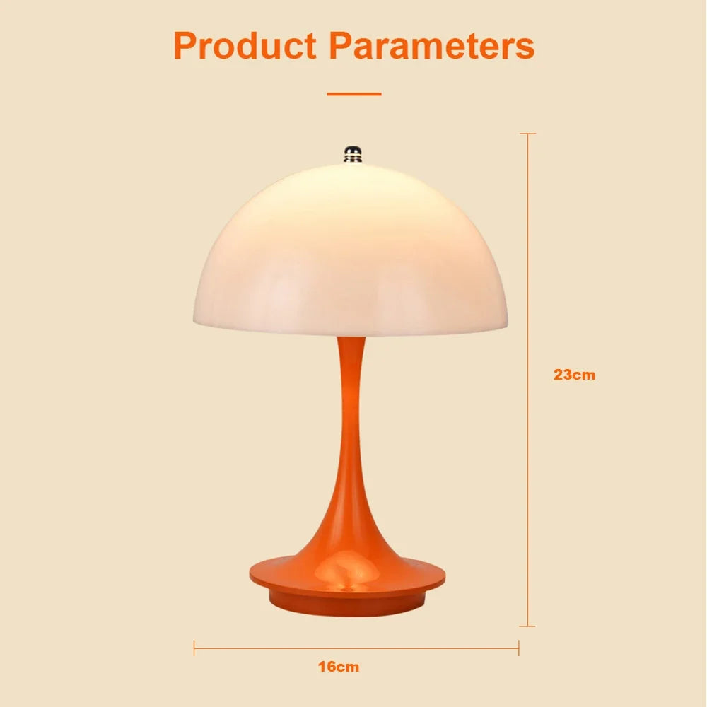 Lámpara de mesa en forma de hongo de estilo nórdico con carga inalámbrica