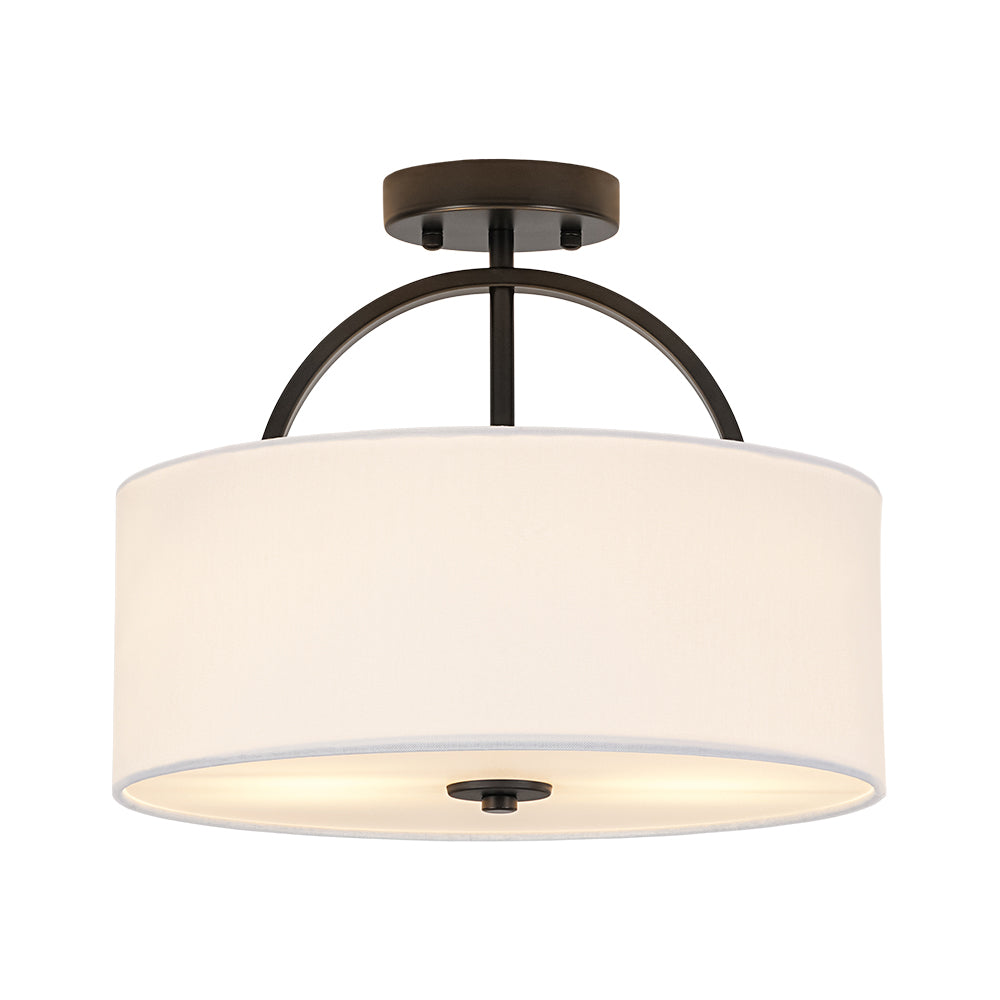Montaje semisuspendido de tambor con pantalla de lino de 2 luces estilo escandinavo